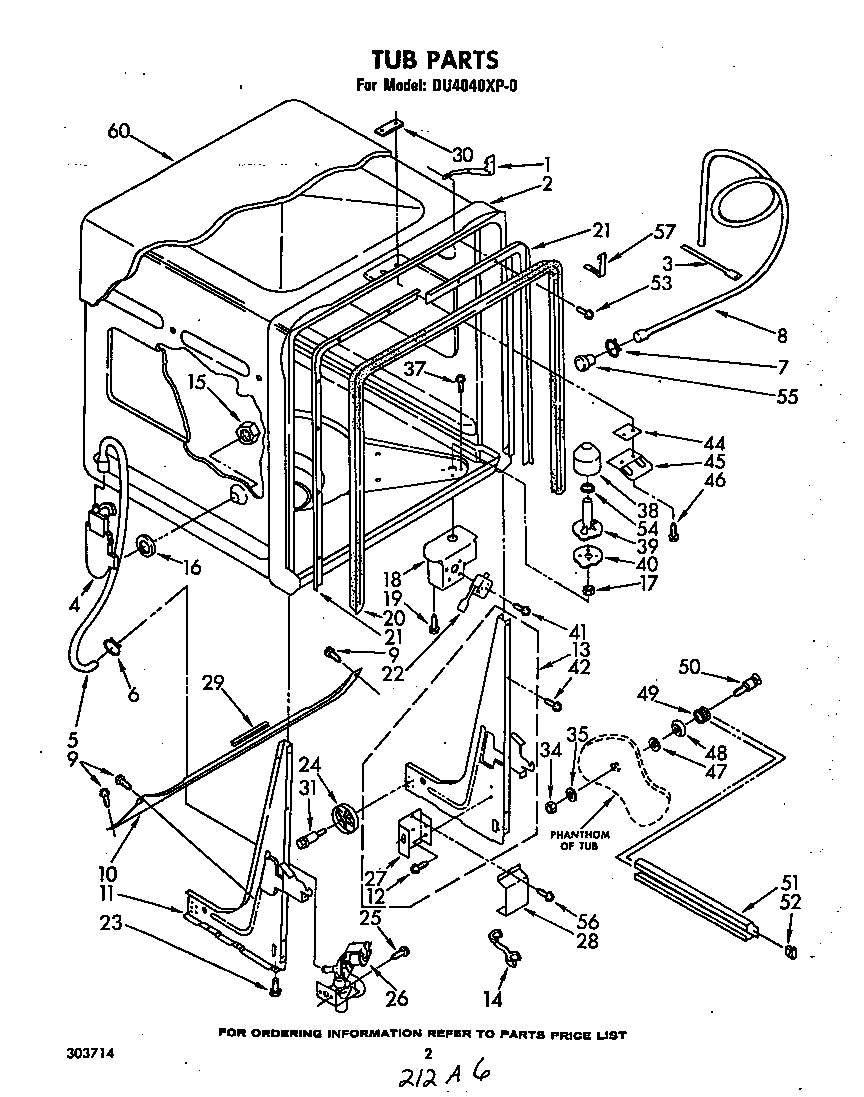 Whirlpool DU4040XP0 tub diagram
