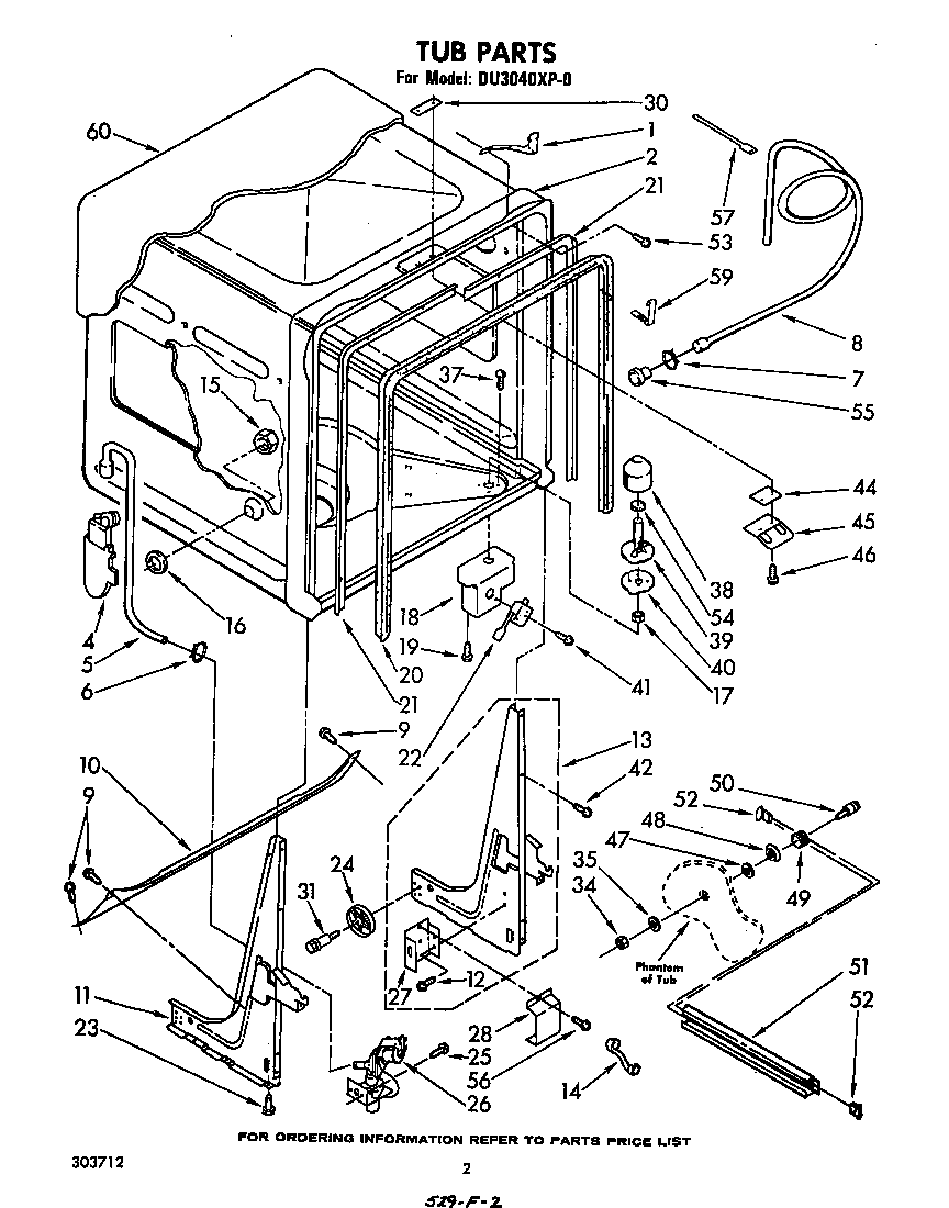 Whirlpool DU3040XP0 tub diagram