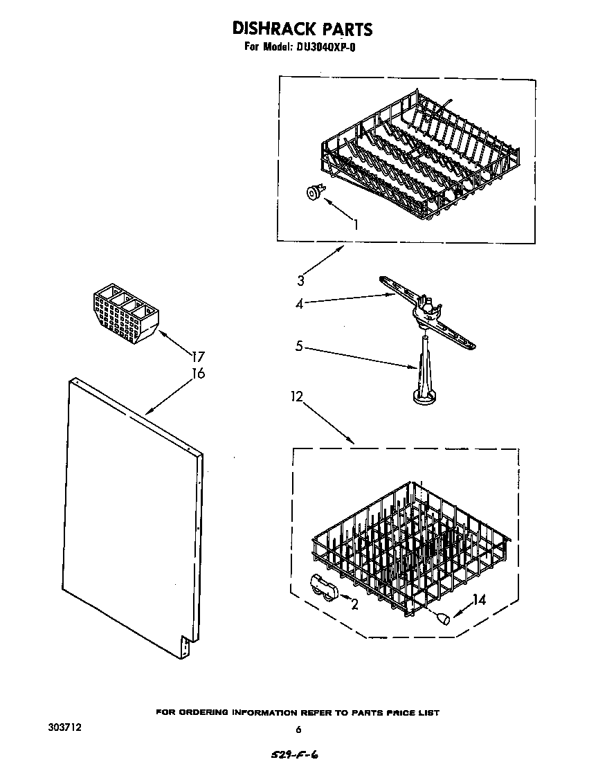 Whirlpool DU3040XP0 dish rack diagram
