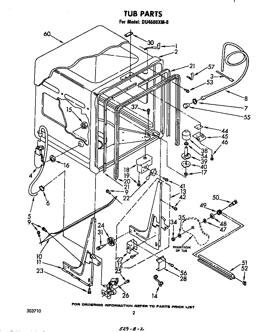 Whirlpool DU4500XM0 tub diagram
