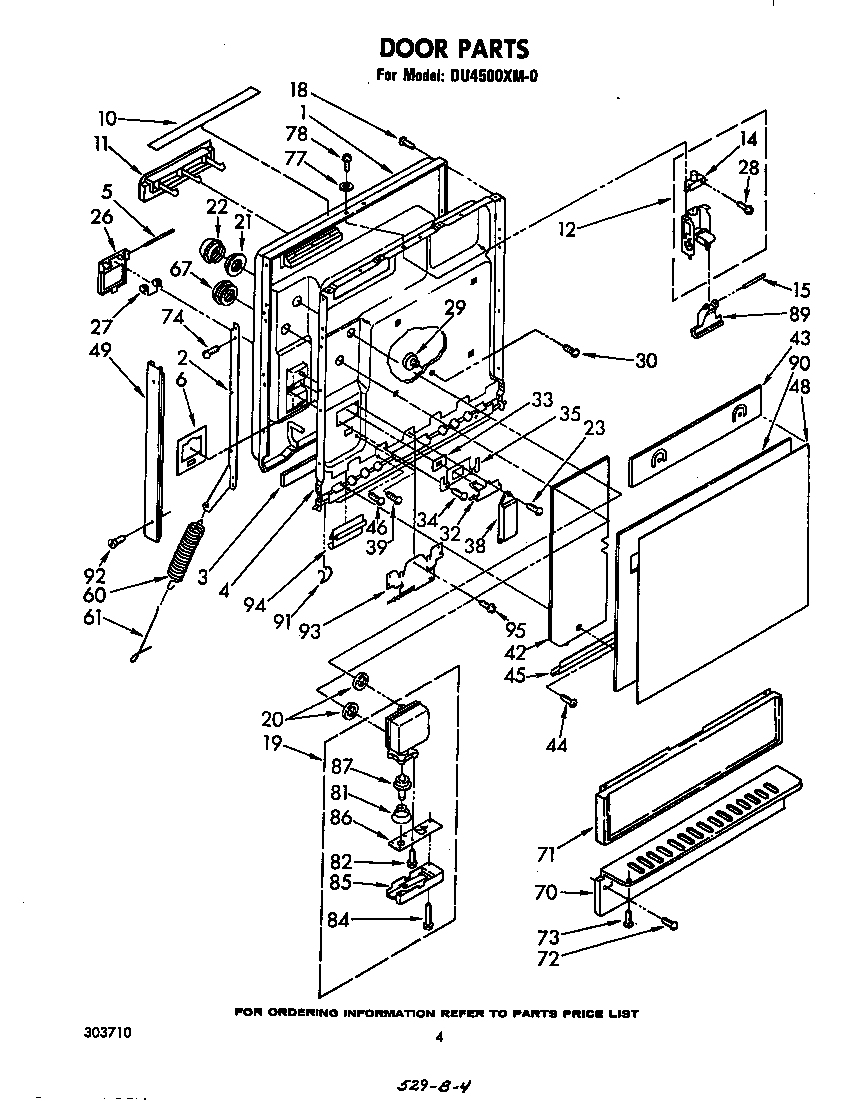 Whirlpool DU4500XM0 door diagram