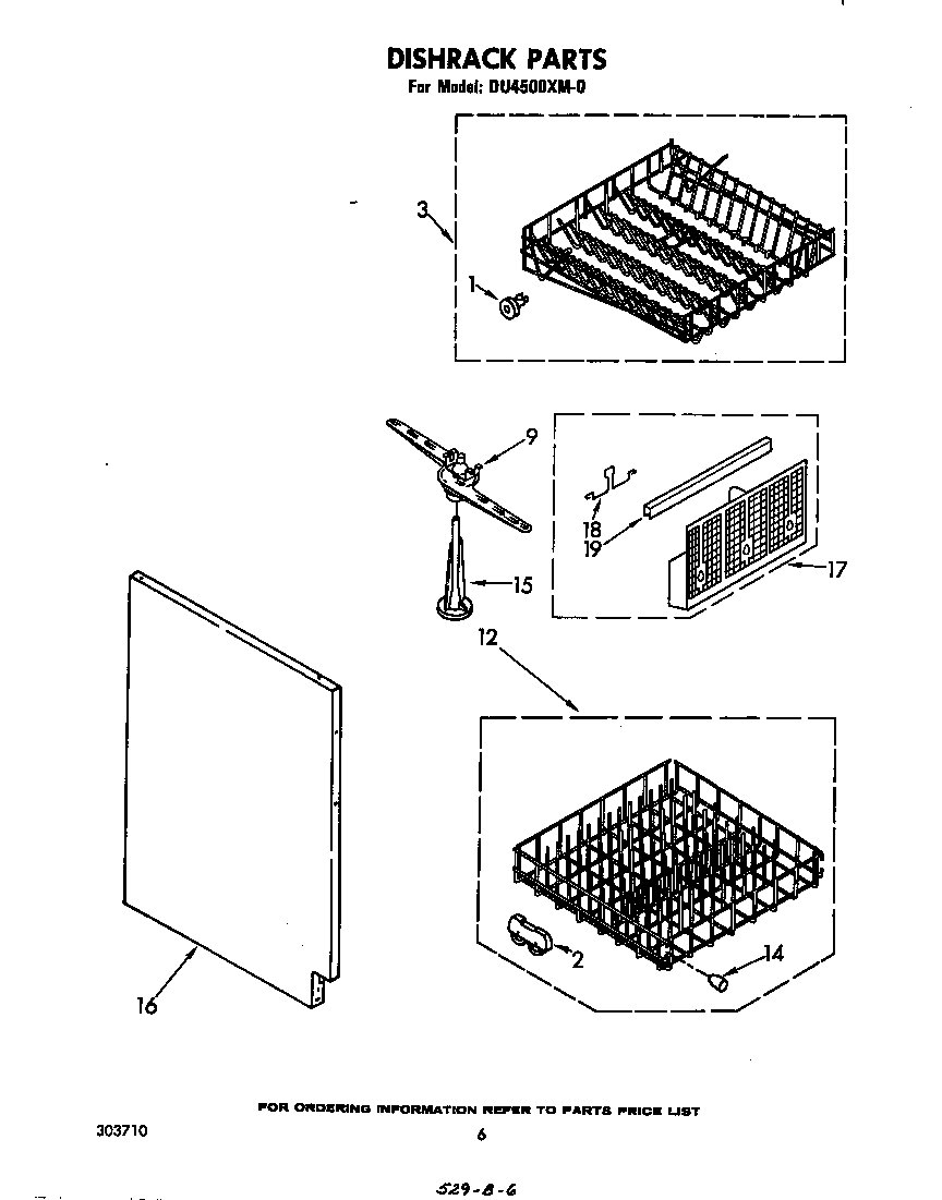Whirlpool DU4500XM0 dishrack diagram