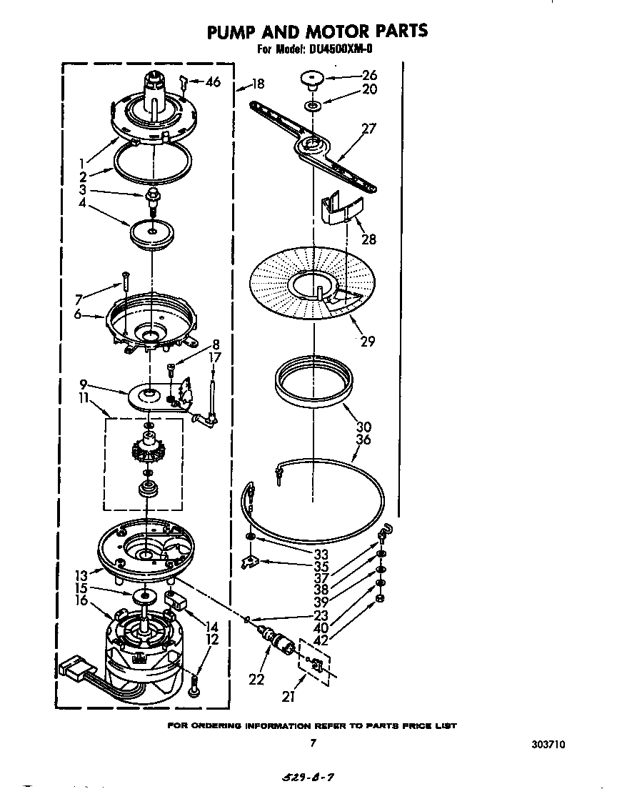 Whirlpool DU4500XM0 pump and motor diagram