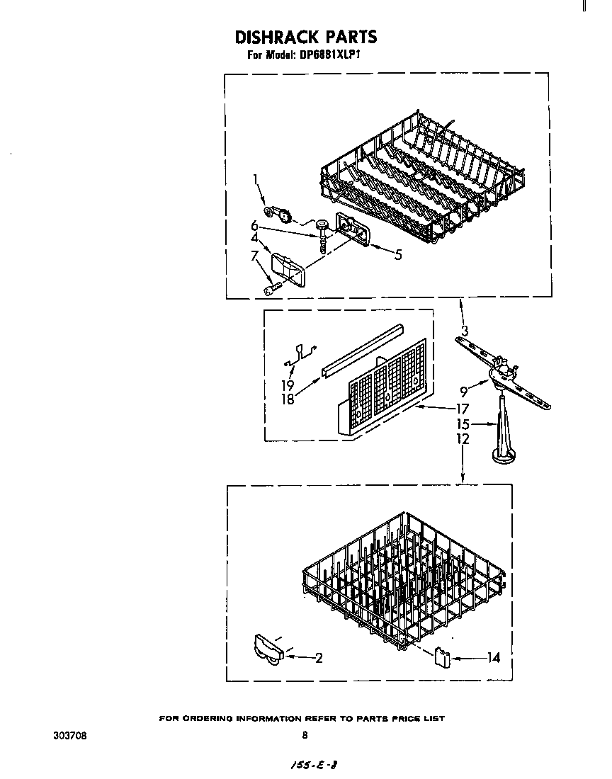 Whirlpool DP6881XLP1 dishrack diagram