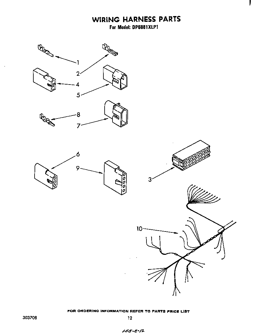 Whirlpool DP6881XLP1 wiring harness diagram