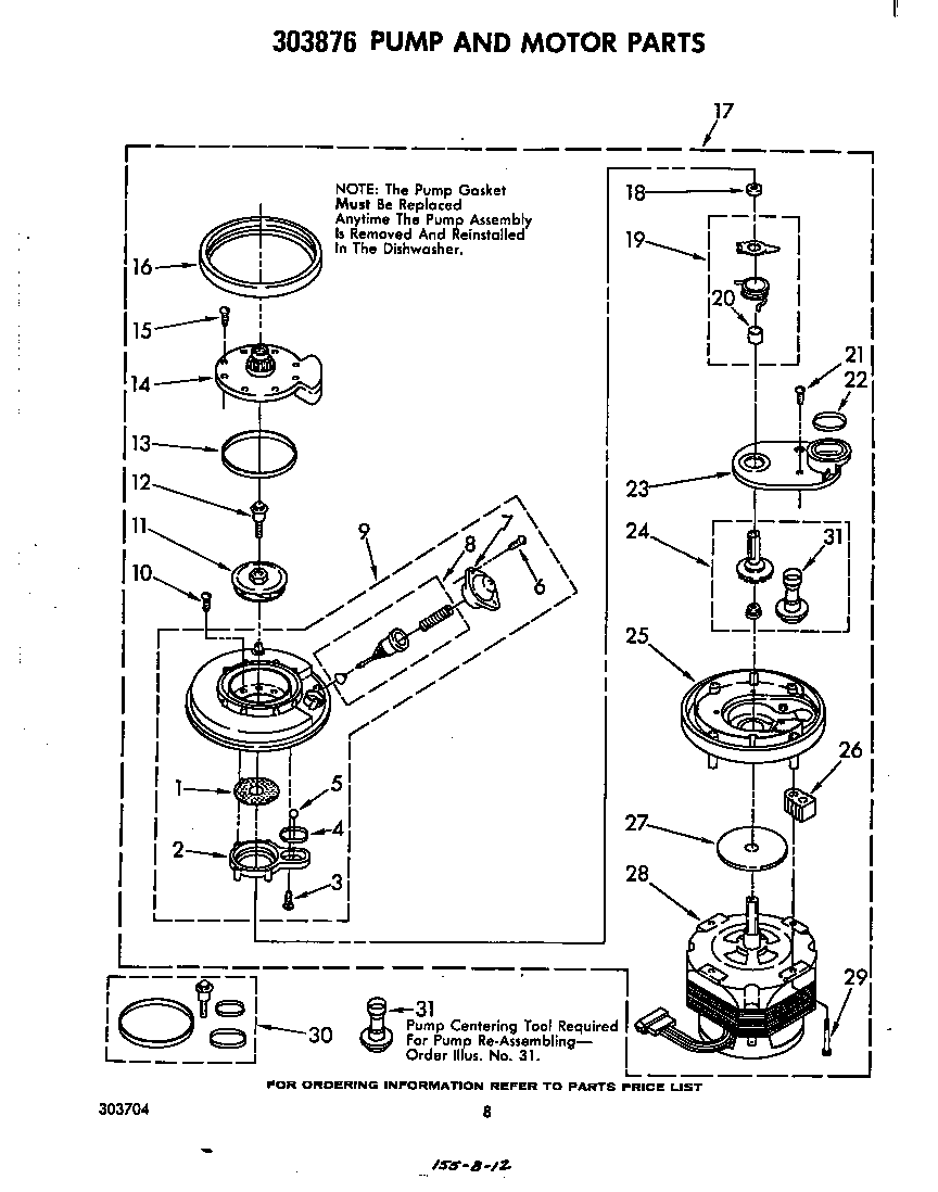 Whirlpool DU5003XL1 pump and motor diagram