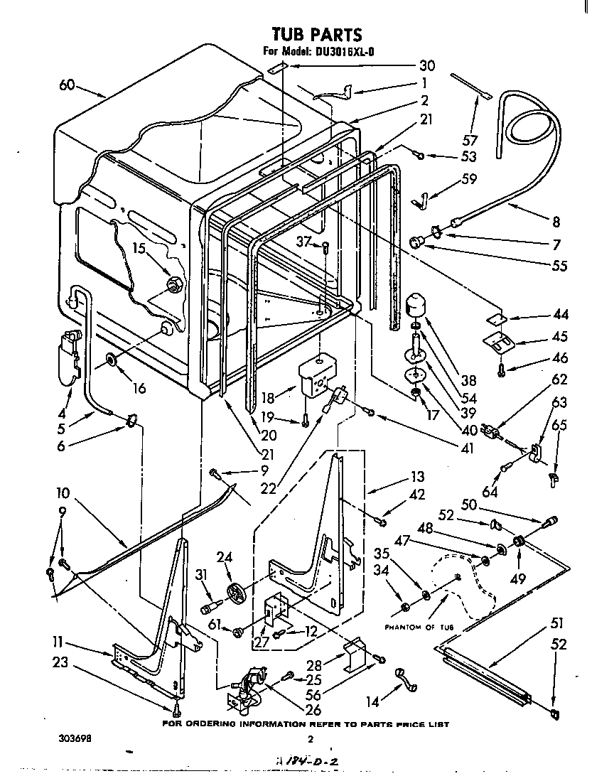 Whirlpool DU3016XL0 tub diagram