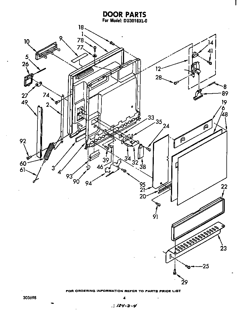 Whirlpool DU3016XL0 door diagram