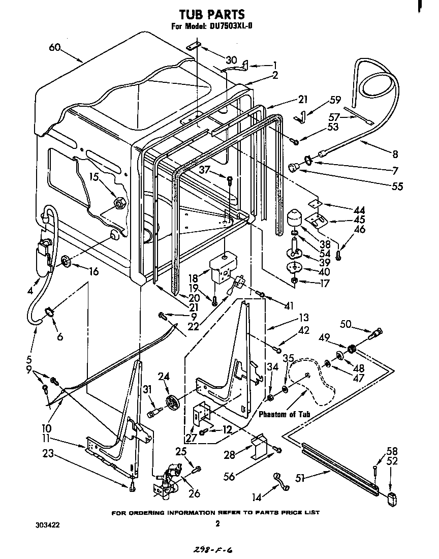 Whirlpool DU7503XL0 tub diagram