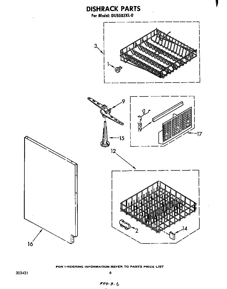 Whirlpool DU5503XL0 dishrack diagram