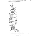 Whirlpool DU5503XL0 heater, pump and lower sprayarm diagram