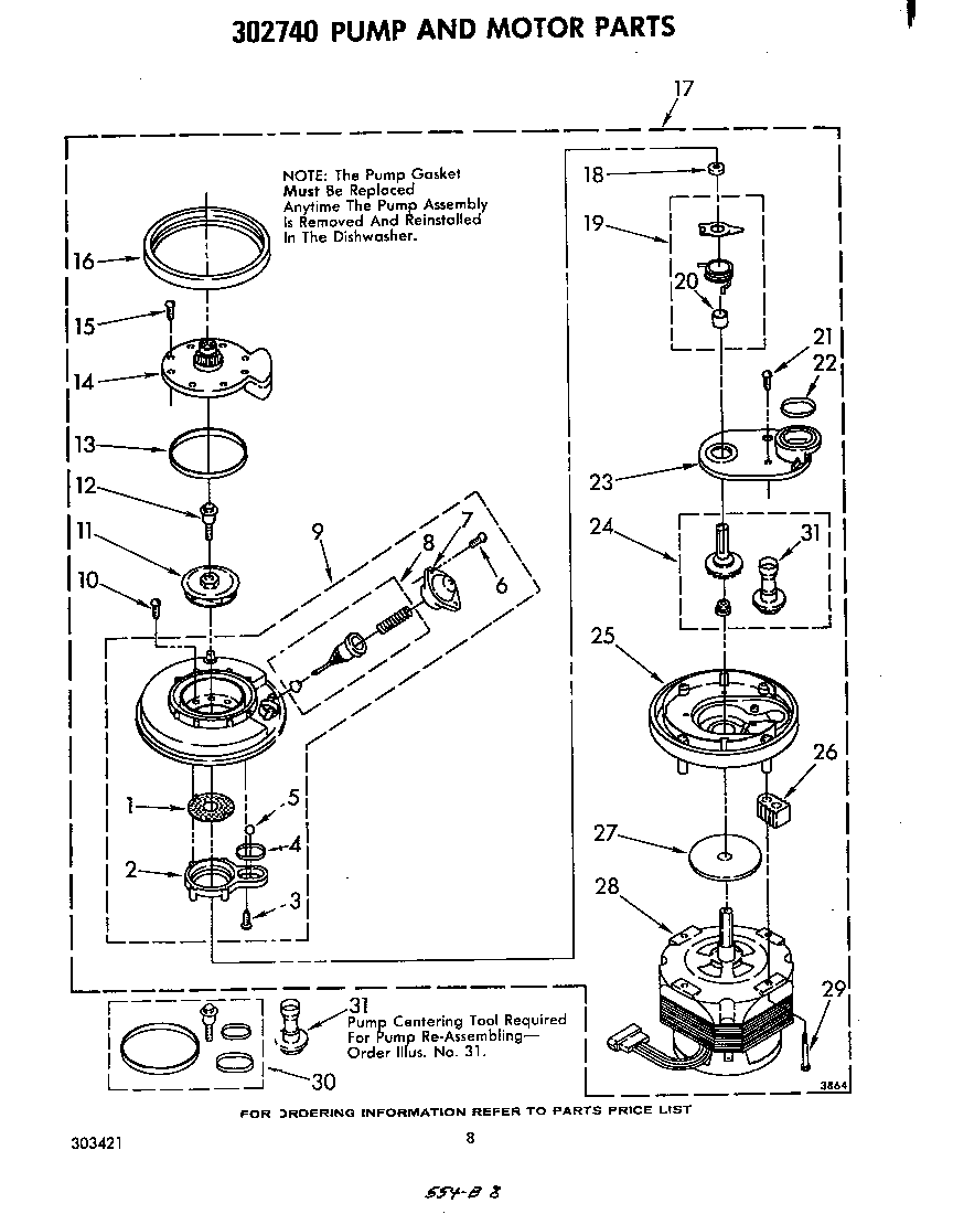 Whirlpool DU5503XL0 pump/motor diagram