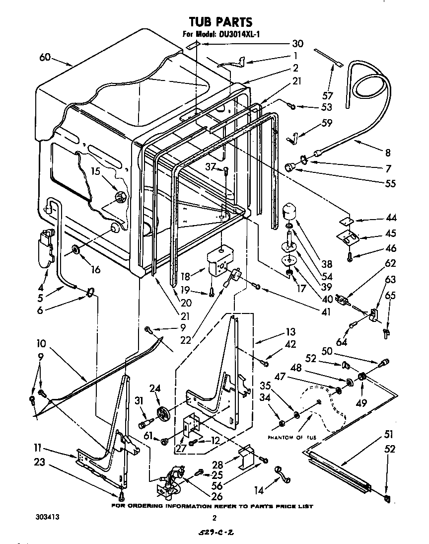 Whirlpool DU3014XL1 tub diagram