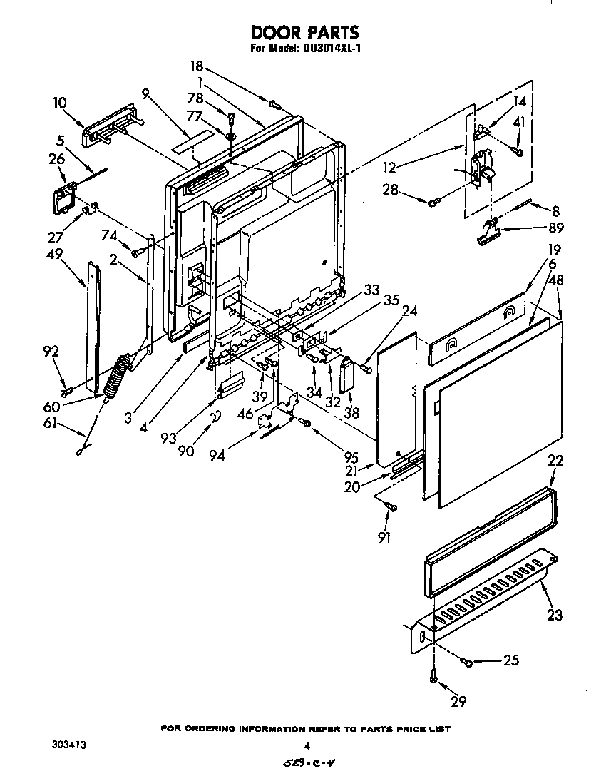 Whirlpool DU3014XL1 door parts diagram