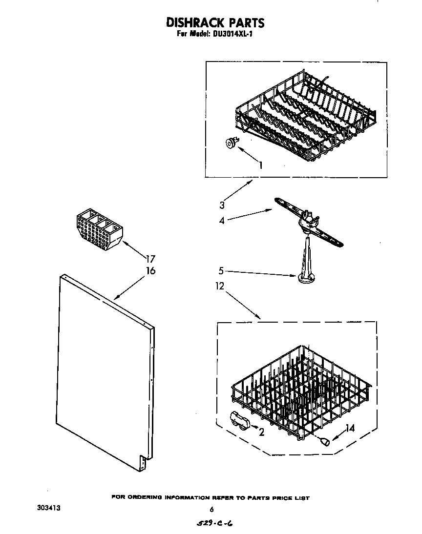 Whirlpool DU3014XL1 dishrack diagram