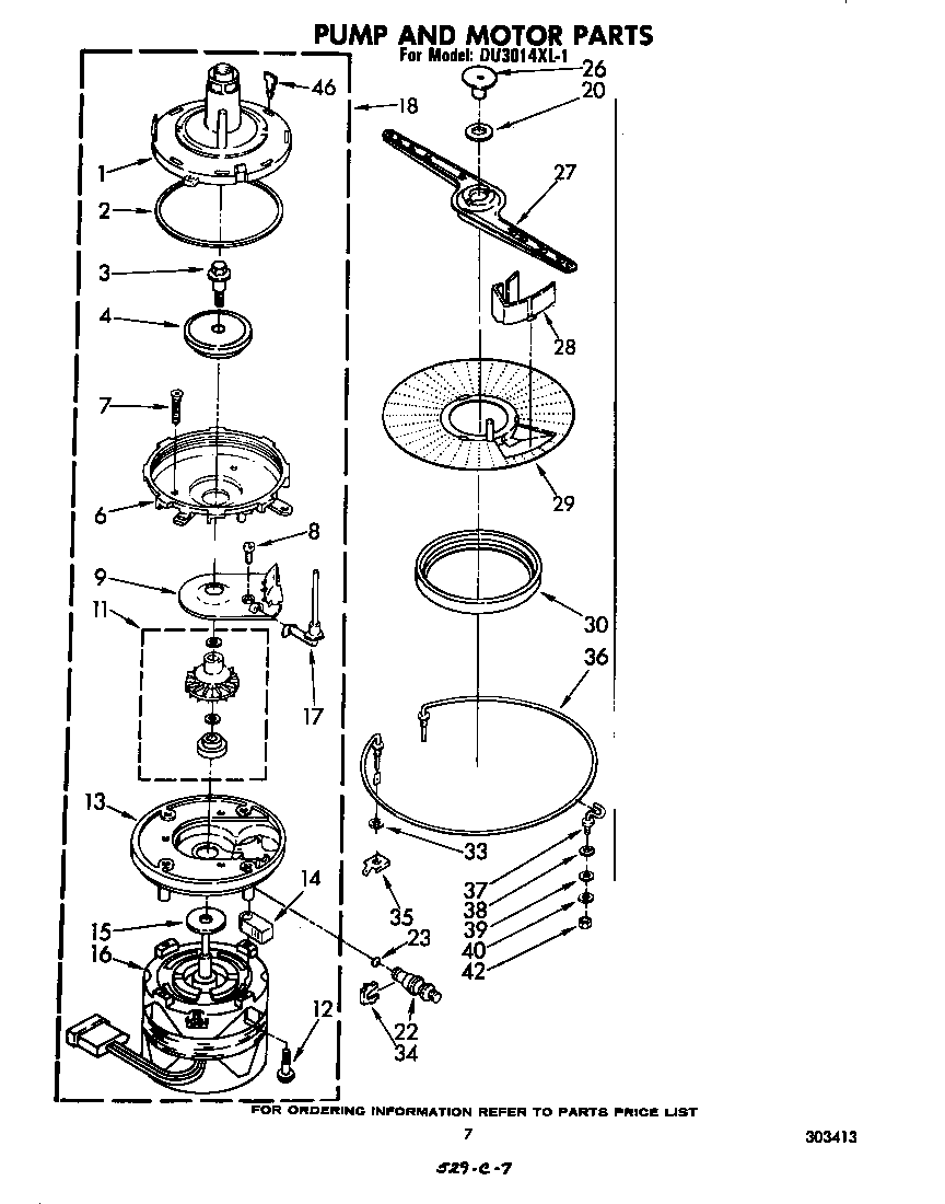 Whirlpool DU3014XL1 pump and motor diagram