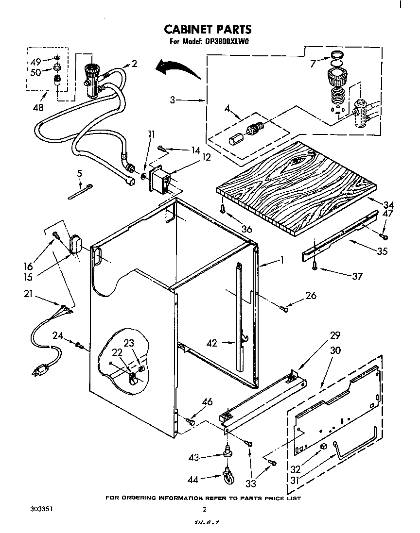 Whirlpool DP3800XLW0 cabinet diagram