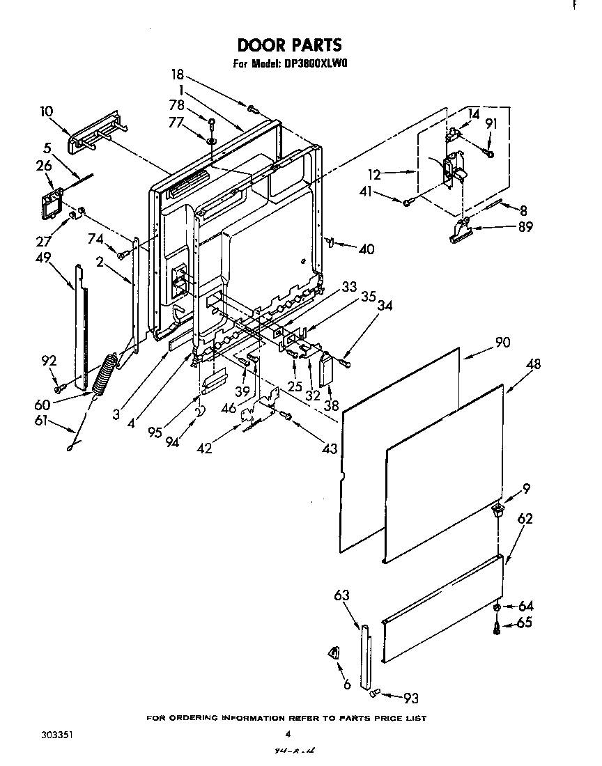 Whirlpool DP3800XLW0 door diagram