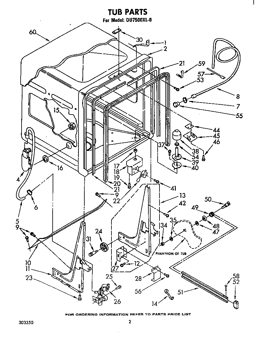 Whirlpool DU7500XL0 tub diagram