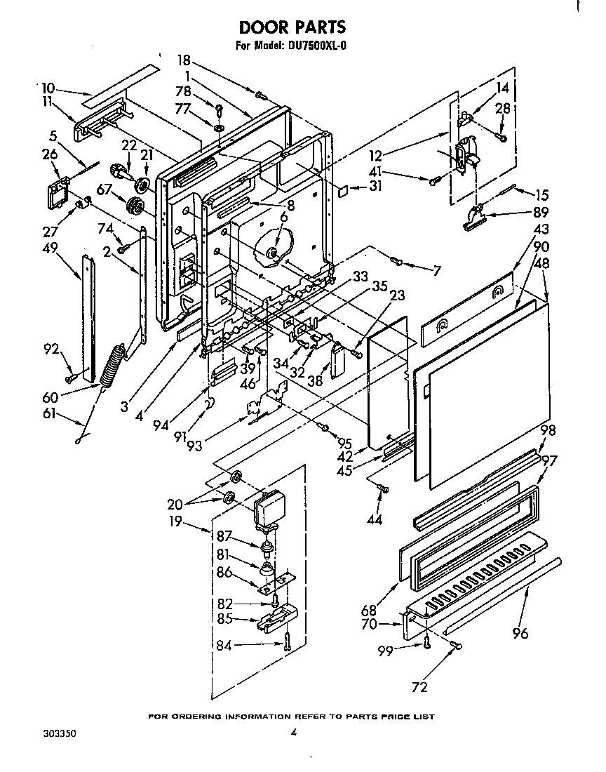 Whirlpool DU7500XL0 door diagram