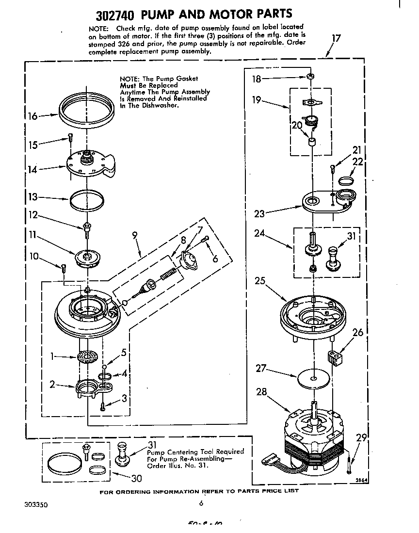 Whirlpool DU7500XL0 pump and motor diagram