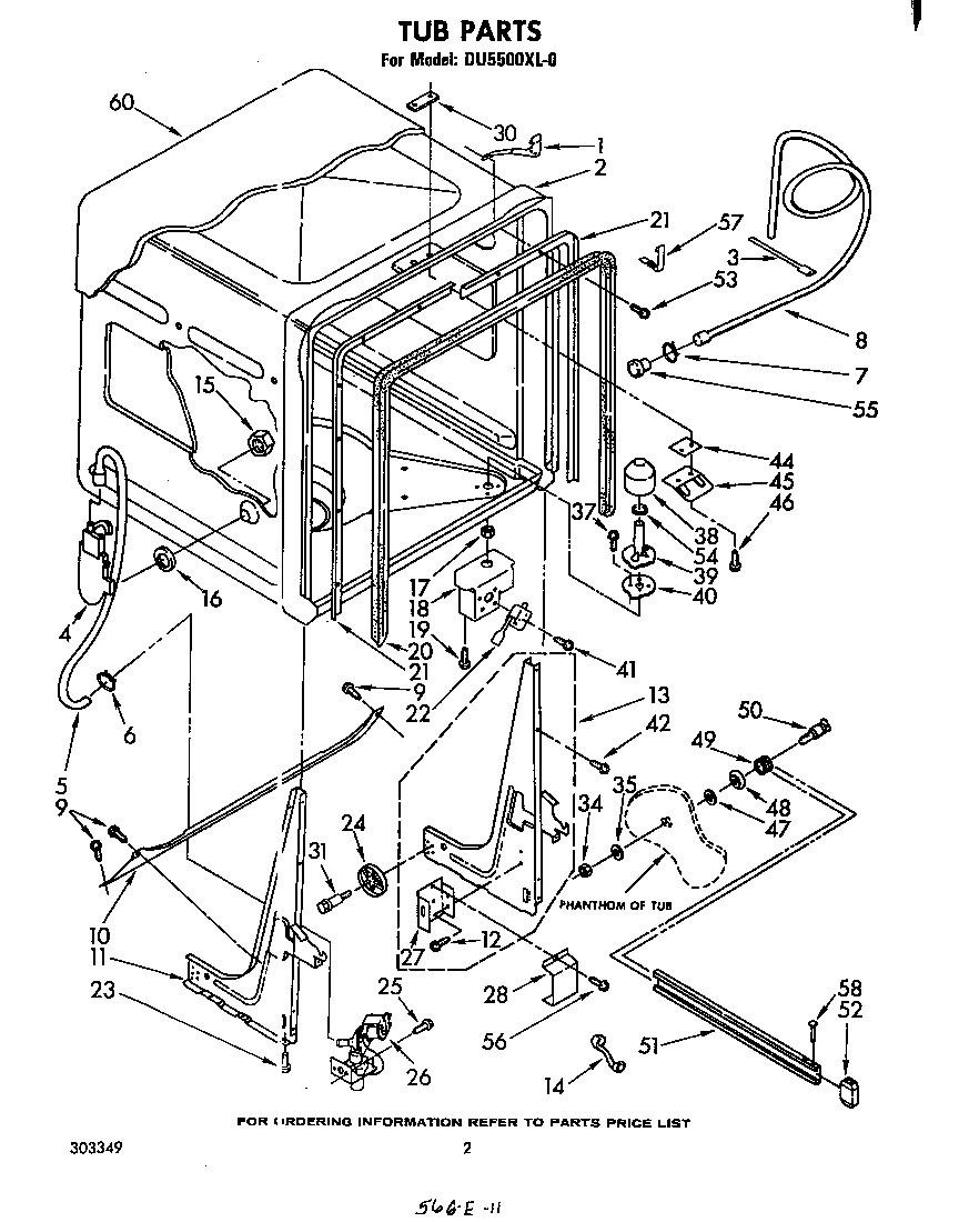 Whirlpool DU5500XL0 tub diagram