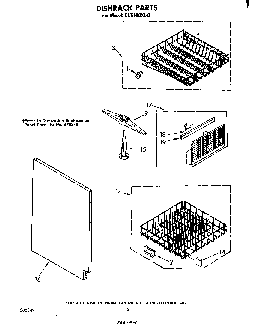 Whirlpool DU5500XL0 dishrack diagram