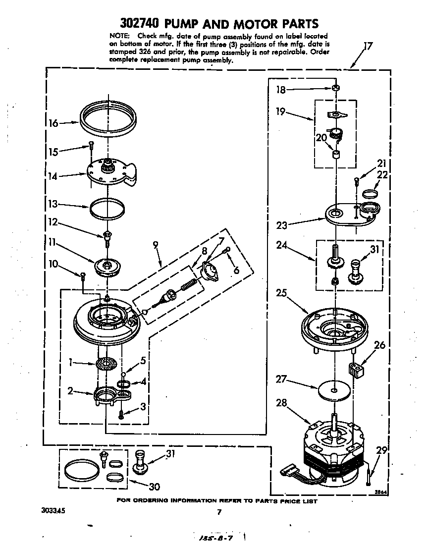 Whirlpool DU4000XL0 pump and motor diagram