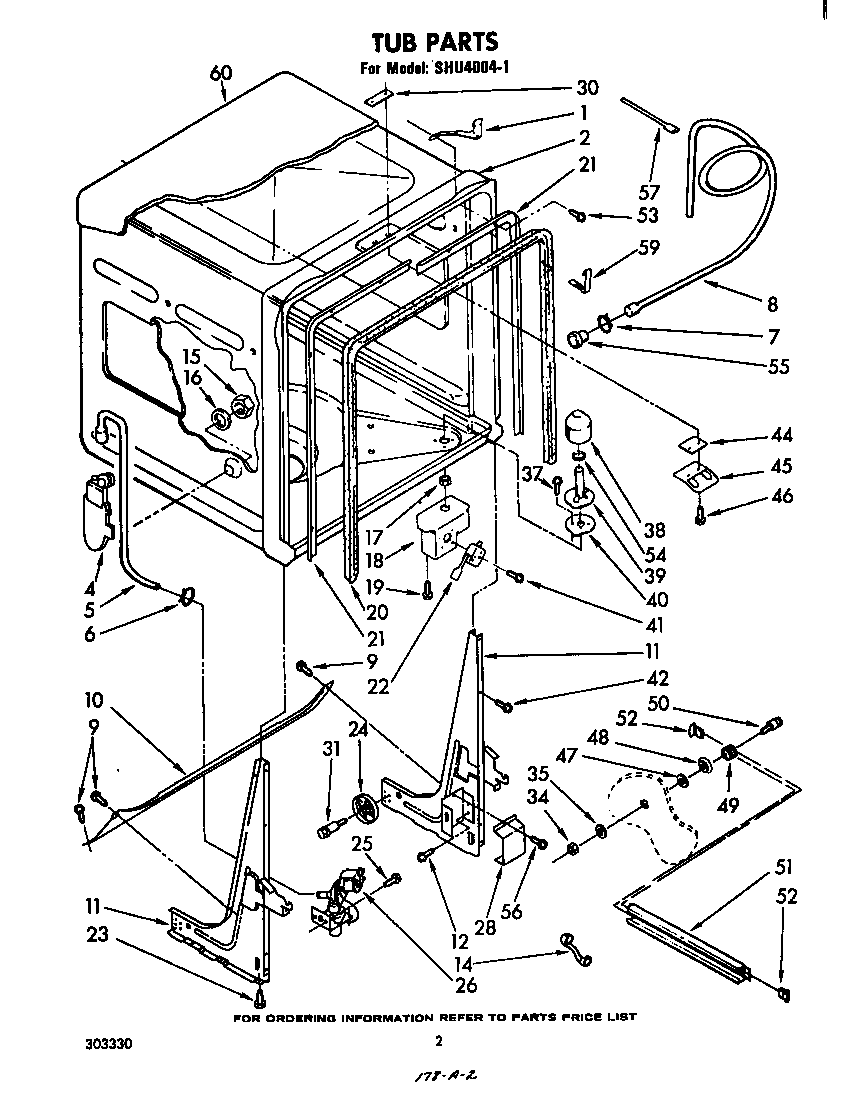 Whirlpool SHU40041 tub diagram