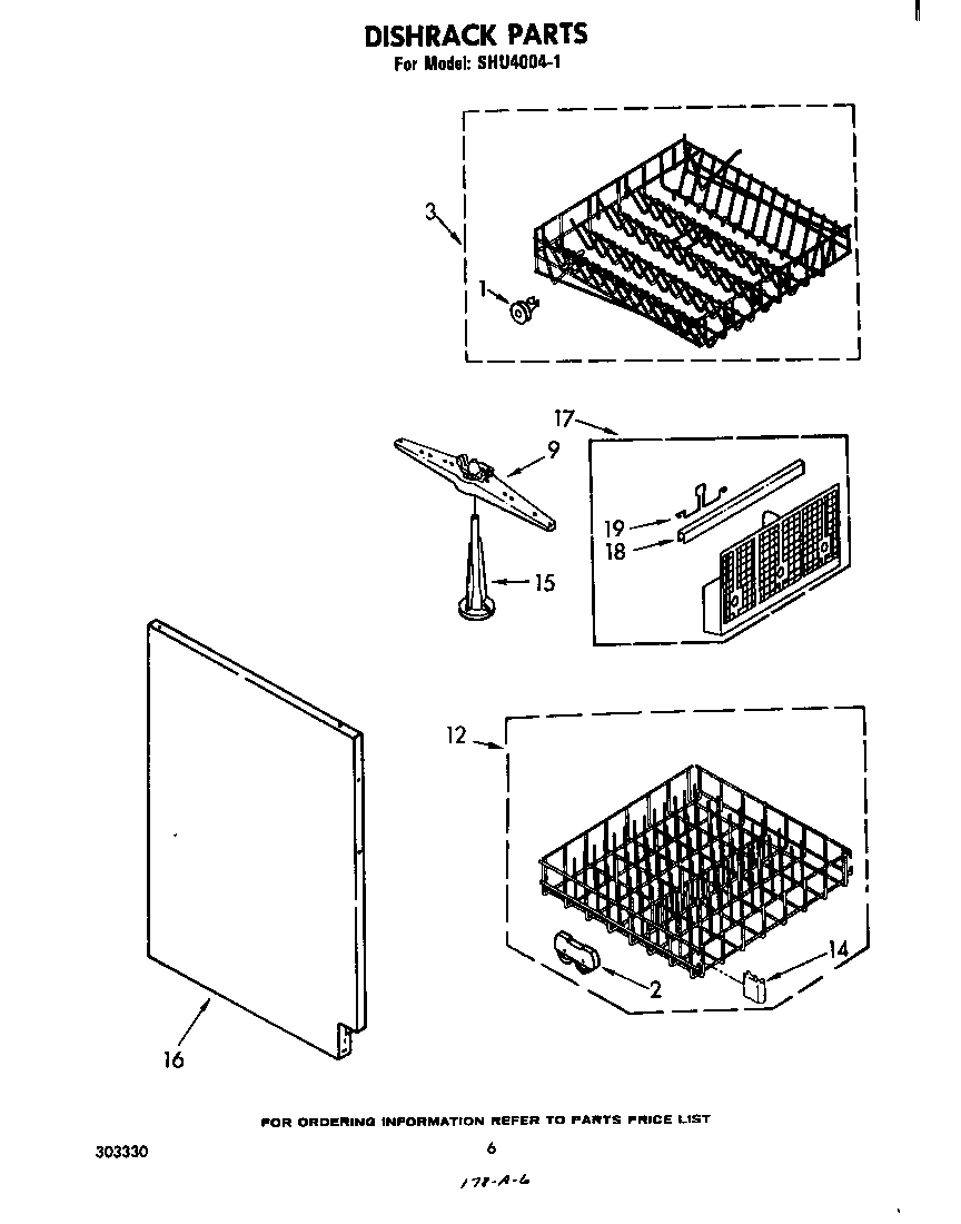 Whirlpool SHU40041 dishrack diagram