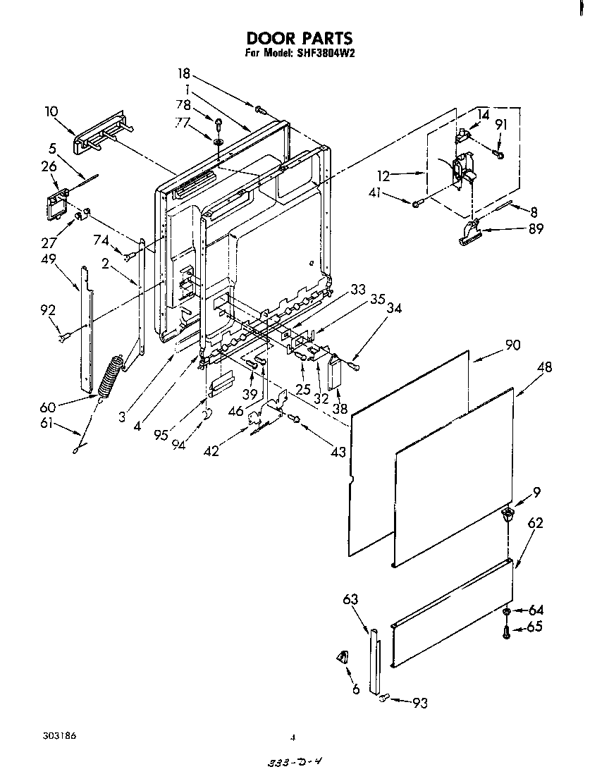 Whirlpool SHF3804W2 door diagram