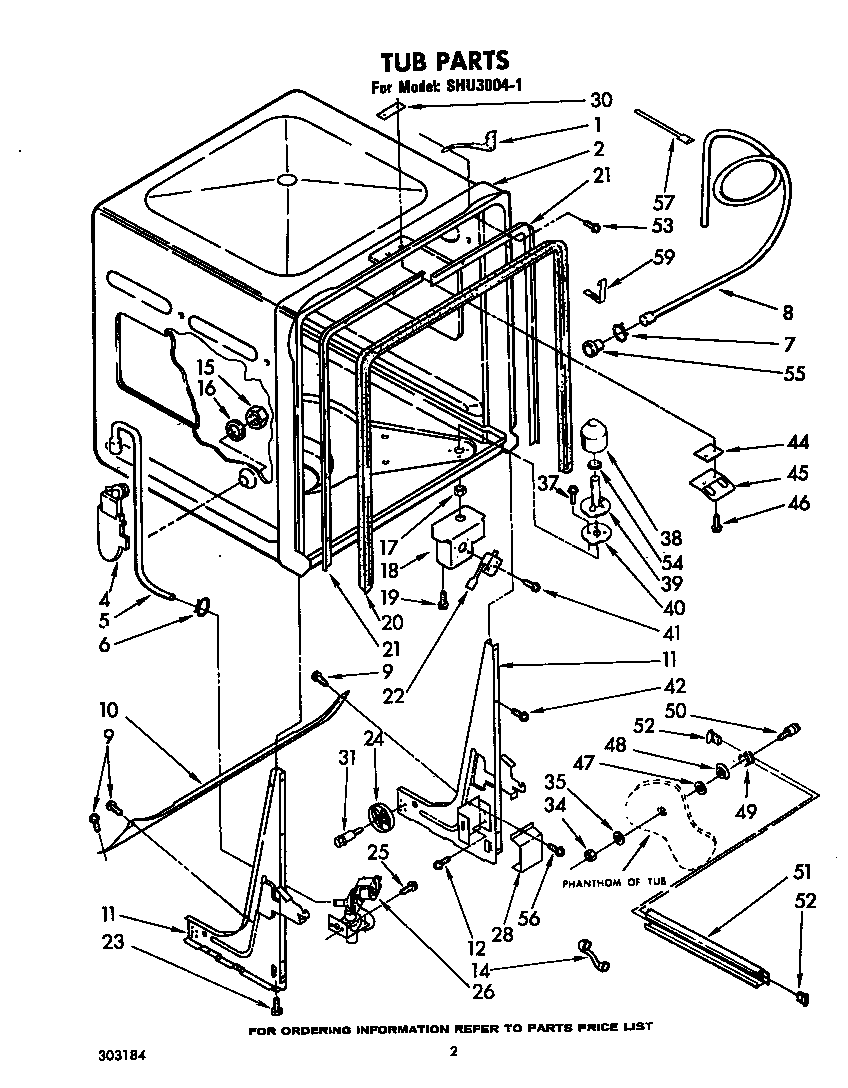 Whirlpool SHU30041 tub diagram