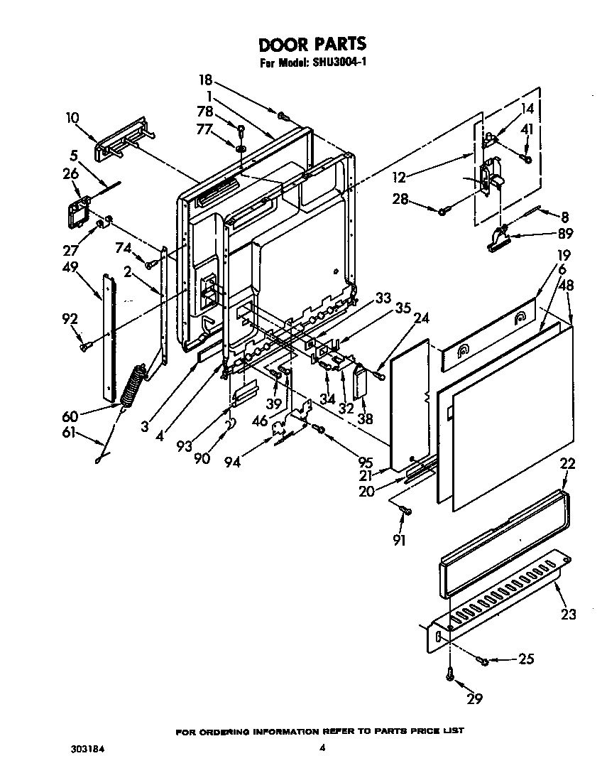 Whirlpool SHU30041 door diagram