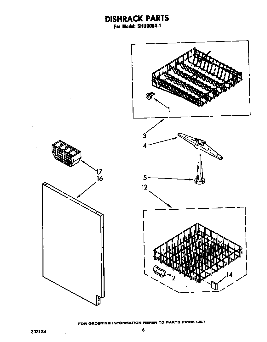 Whirlpool SHU30041 dishrack diagram