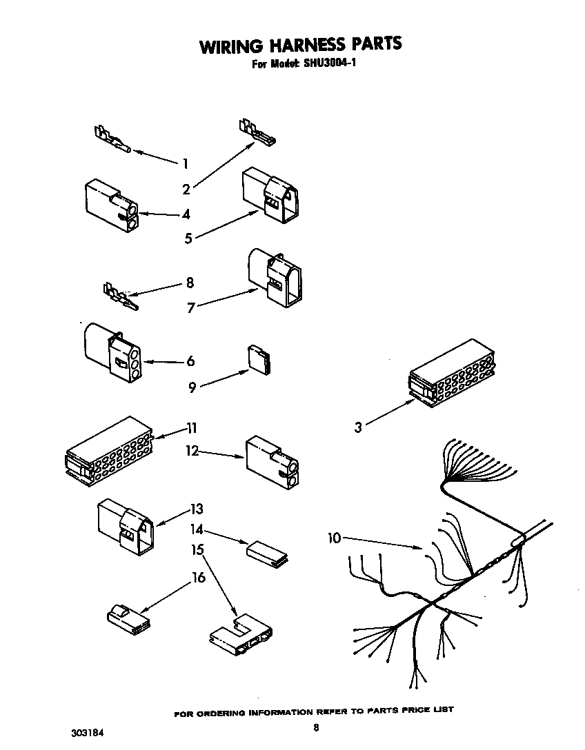 Whirlpool SHU30041 wiring harness diagram