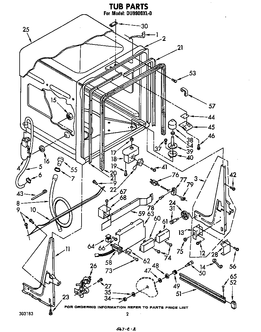 Whirlpool DU9900XL0 tub diagram