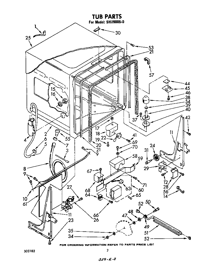 Whirlpool SHU90050 tub diagram