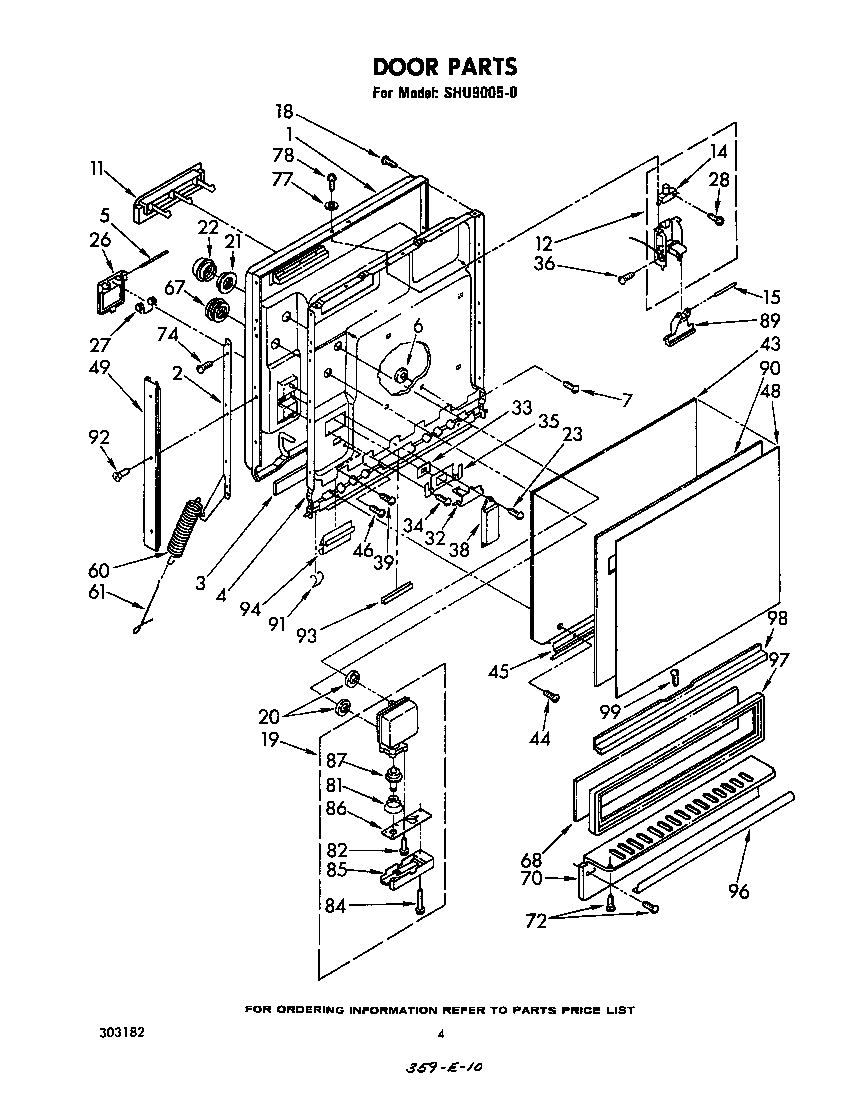 Whirlpool SHU90050 door diagram