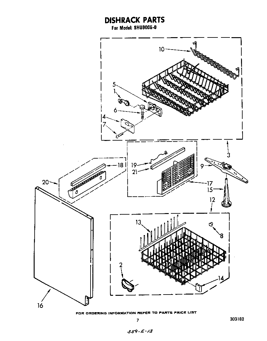Whirlpool SHU90050 dishrack diagram
