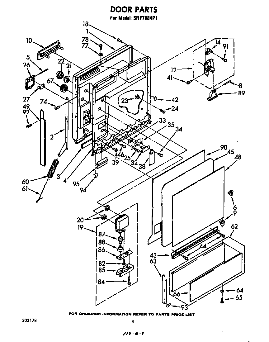 Whirlpool SHF7884P1 door diagram