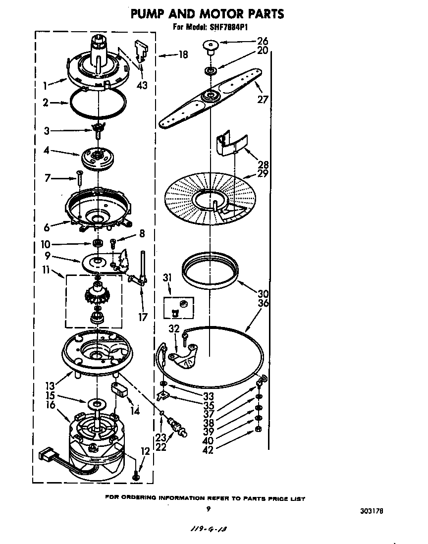 Whirlpool SHF7884P1 pump and motor diagram