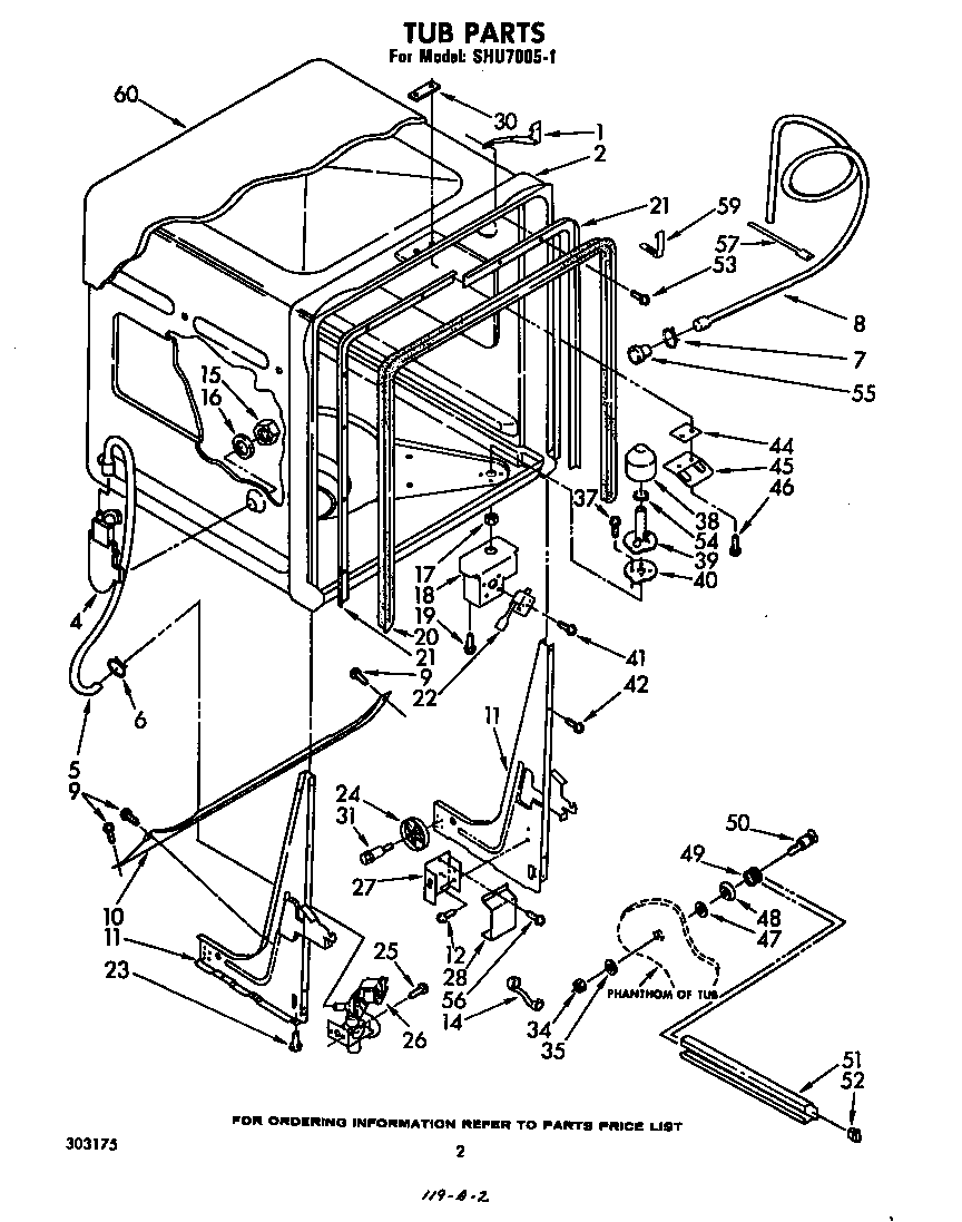 Whirlpool SHU70051 tub diagram
