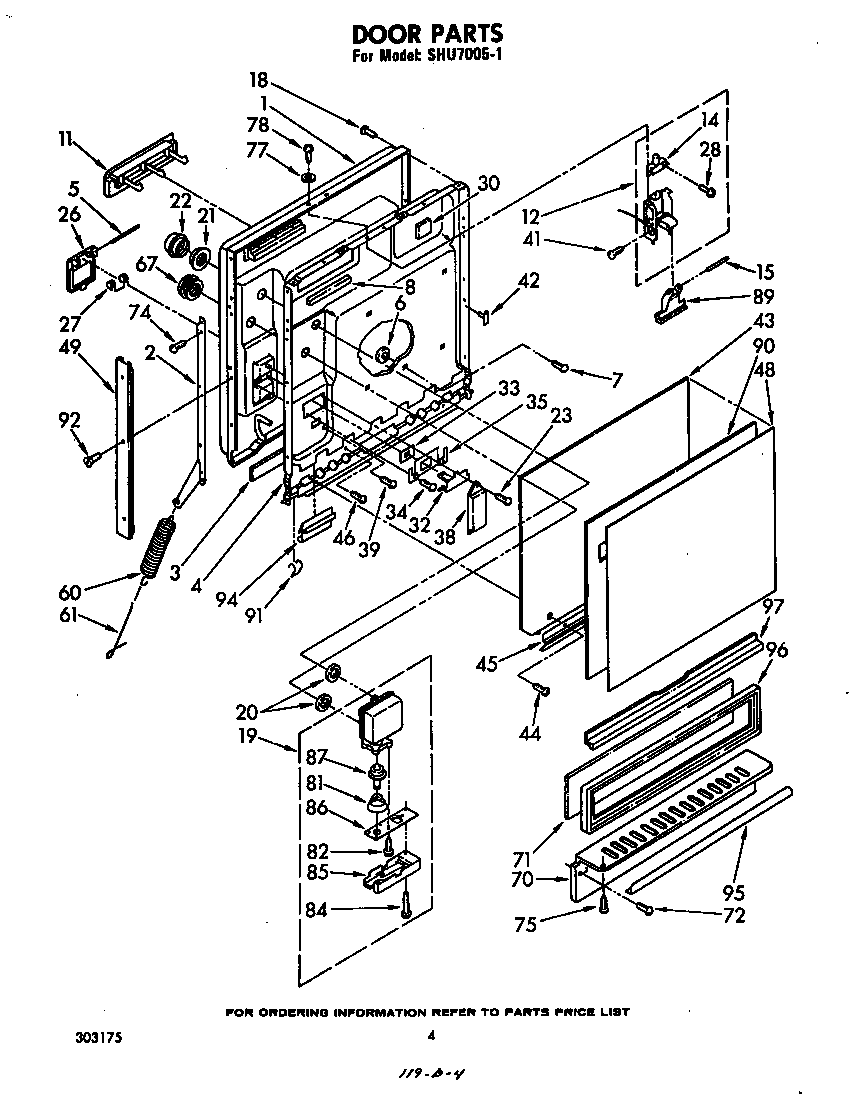 Whirlpool SHU70051 door diagram