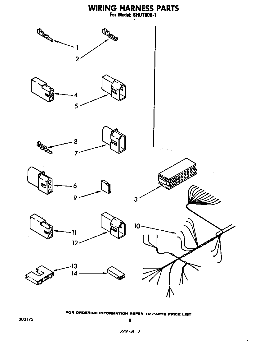 Whirlpool SHU70051 wiring harness diagram