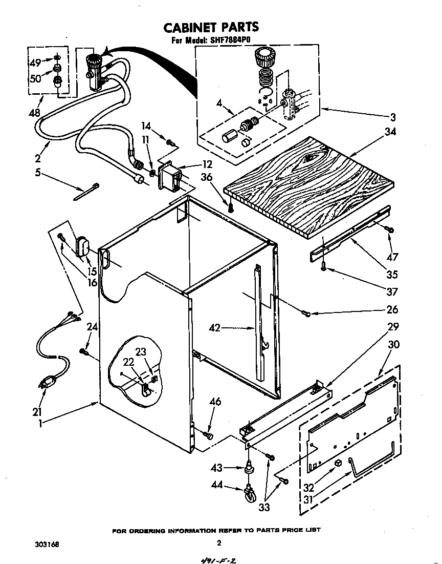 Whirlpool SHF7884P0 cabinet diagram
