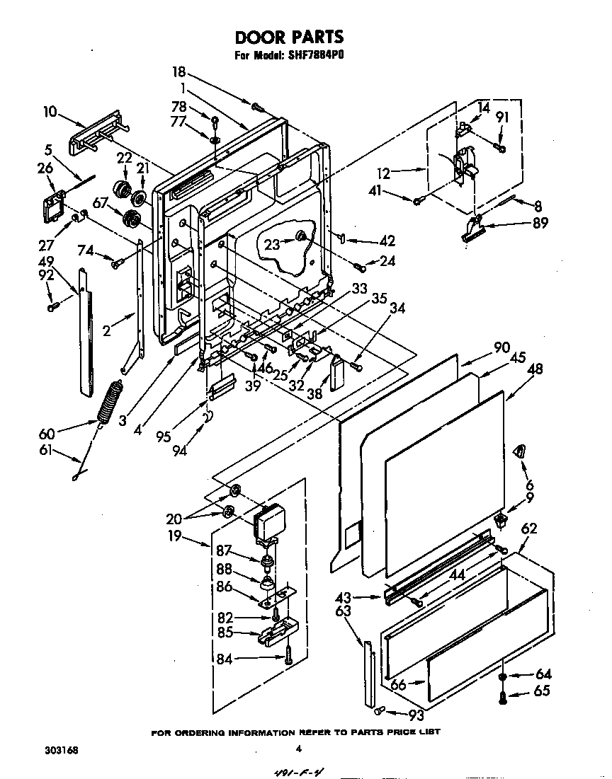 Whirlpool SHF7884P0 door diagram