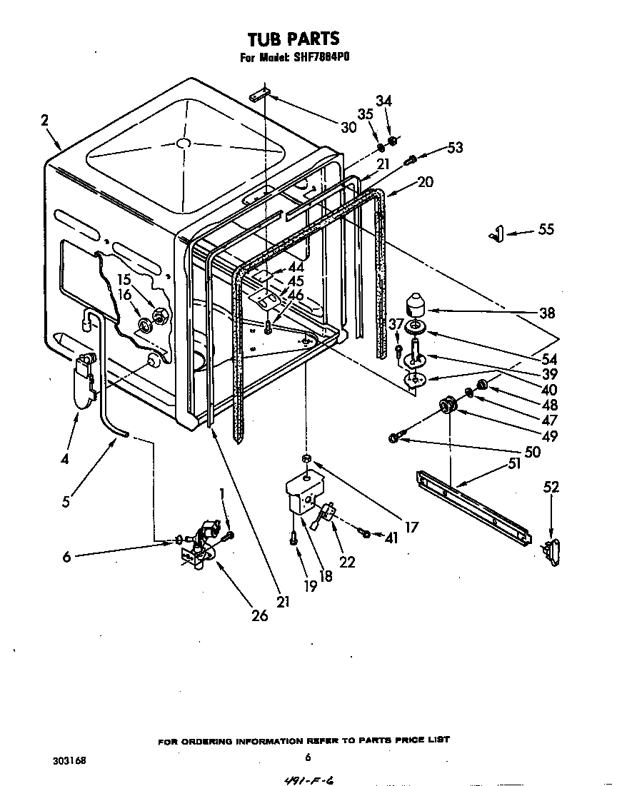 Whirlpool SHF7884P0 tub diagram