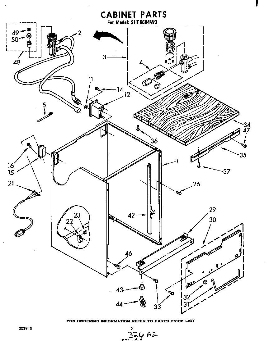 Whirlpool SHF5504W0 cabinet diagram