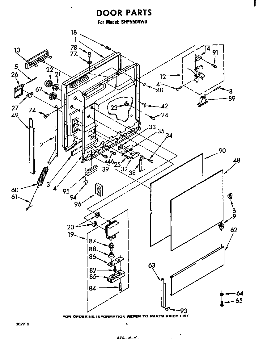 Whirlpool SHF5504W0 door diagram