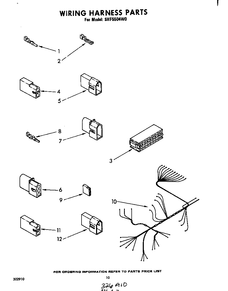 Whirlpool SHF5504W0 wiring harness diagram